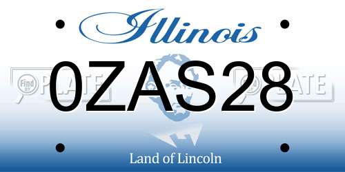 0ZAS28 Illinois License Plate