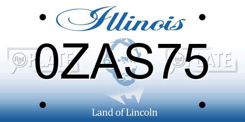 0ZAS75 Illinois License Plate