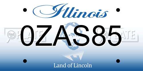 0ZAS85 Illinois License Plate