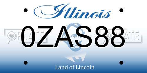 0ZAS88 Illinois License Plate