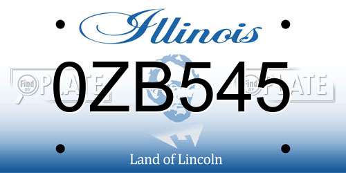 0ZB545 Illinois License Plate