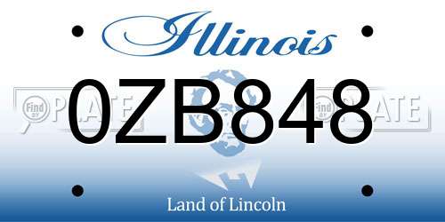 0ZB848 Illinois License Plate