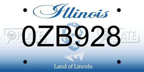 0ZB928 Illinois License Plate
