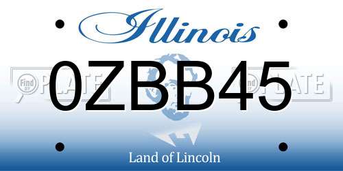 0ZBB45 Illinois License Plate