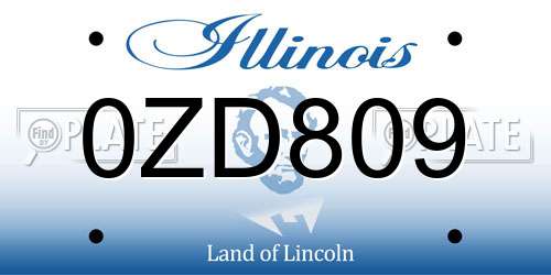 0ZD809 Illinois License Plate