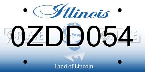 0ZDD054 Illinois License Plate