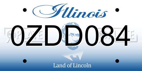 0ZDD084 Illinois License Plate