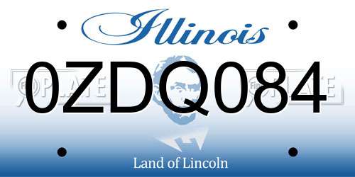0ZDQ084 Illinois License Plate