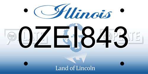 0ZEI843 Illinois License Plate