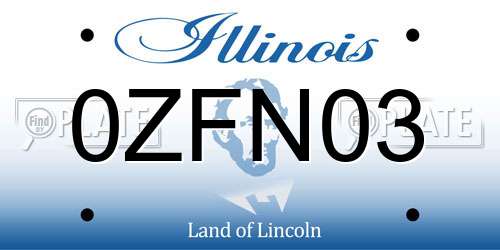 0ZFN03 Illinois License Plate