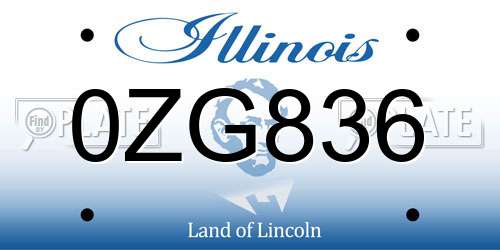 0ZG836 Illinois License Plate