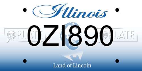 0ZI890 Illinois License Plate