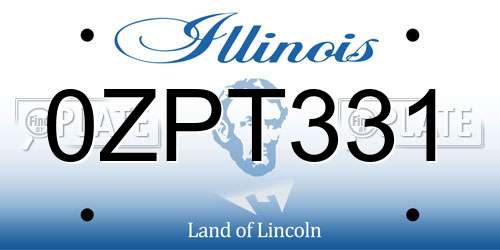 0ZPT331 Illinois License Plate