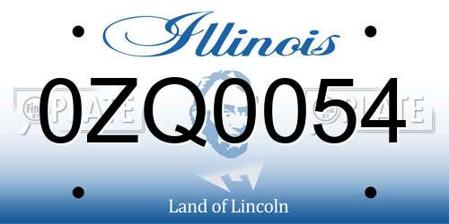 0ZQ0054 Illinois License Plate