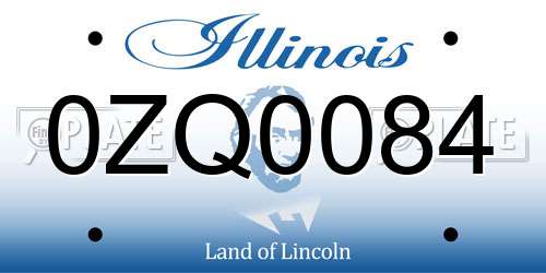 0ZQ0084 Illinois License Plate