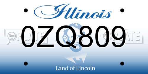0ZQ809 Illinois License Plate