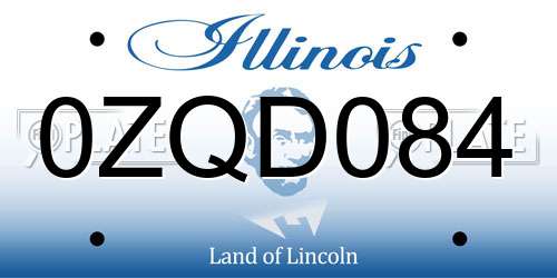 0ZQD084 Illinois License Plate