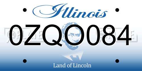 0ZQO084 Illinois License Plate
