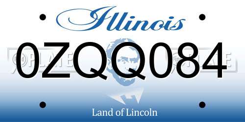 0ZQQ084 Illinois License Plate