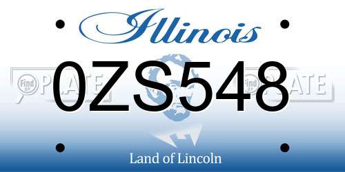 0ZS548 Illinois License Plate