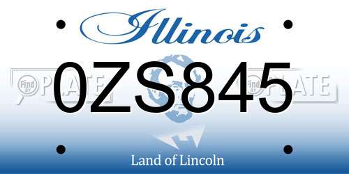 0ZS845 Illinois License Plate