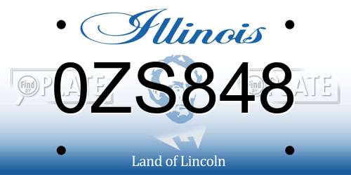 0ZS848 Illinois License Plate