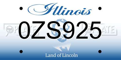 0ZS925 Illinois License Plate