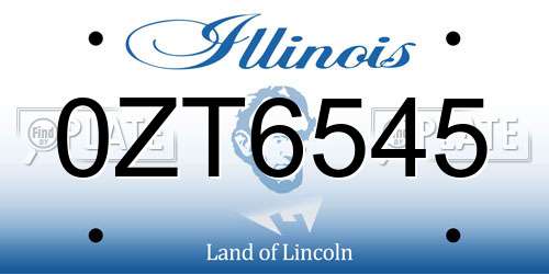 0ZT6545 Illinois License Plate