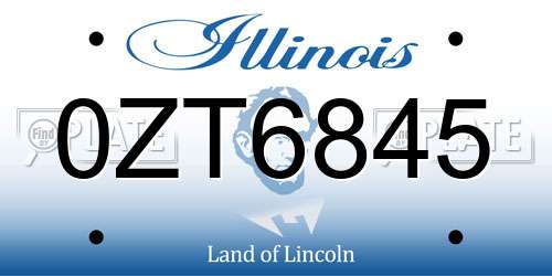 0ZT6845 Illinois License Plate