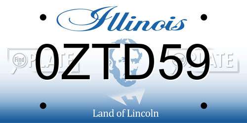 0ZTD59 Illinois License Plate