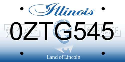 0ZTG545 Illinois License Plate
