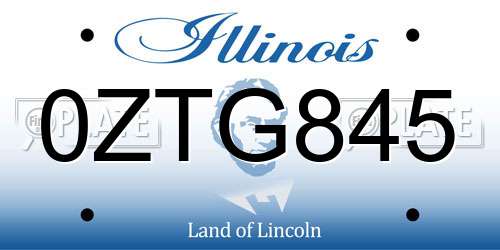 0ZTG845 Illinois License Plate