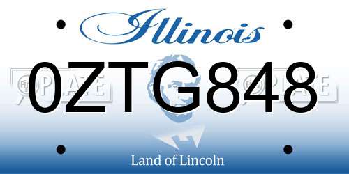 0ZTG848 Illinois License Plate