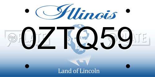 0ZTQ59 Illinois License Plate