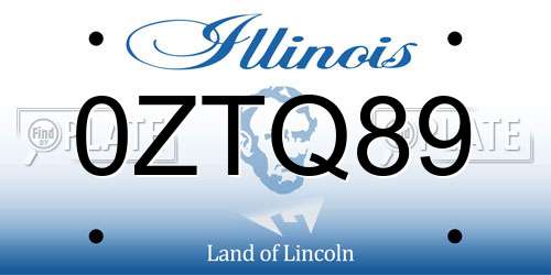 0ZTQ89 Illinois License Plate