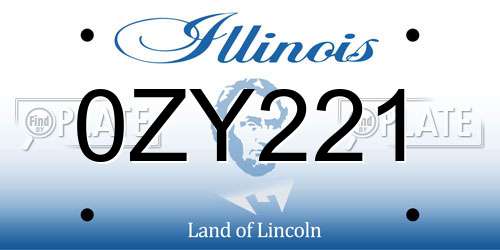 0ZY221 Illinois License Plate