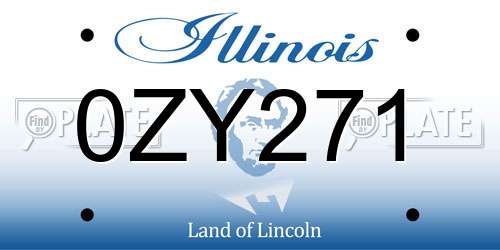 0ZY271 Illinois License Plate