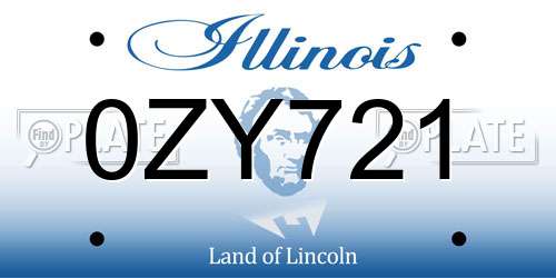 0ZY721 Illinois License Plate