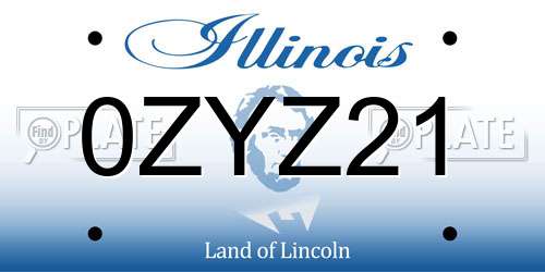 0ZYZ21 Illinois License Plate