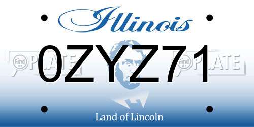 0ZYZ71 Illinois License Plate