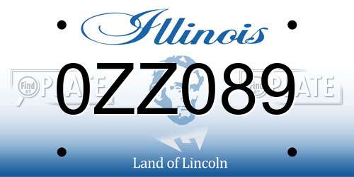 0ZZ089 Illinois License Plate
