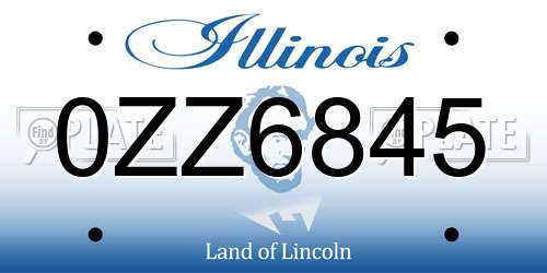 0ZZ6845 Illinois License Plate