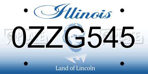 0ZZG545 Illinois License Plate