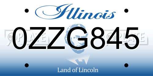 0ZZG845 Illinois License Plate
