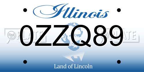 0ZZQ89 Illinois License Plate