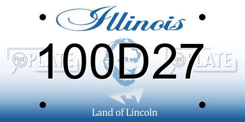 100D27 Illinois License Plate