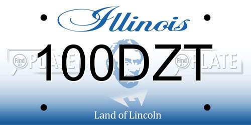 100DZT Illinois License Plate