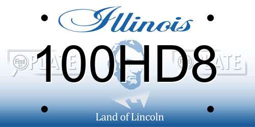 100HD8 Illinois License Plate