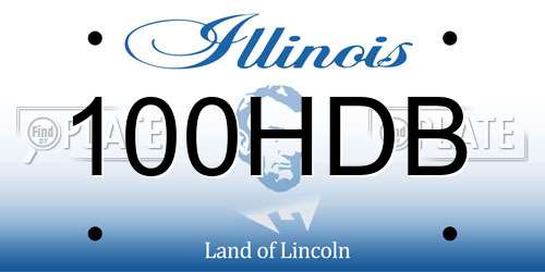 100HDB Illinois License Plate