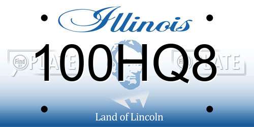 100HQ8 Illinois License Plate